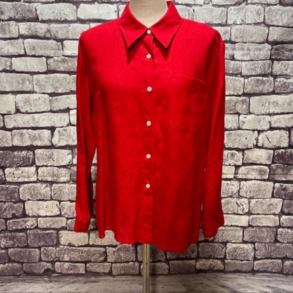 Harolds NWT Red Button Down Blouse Size 14